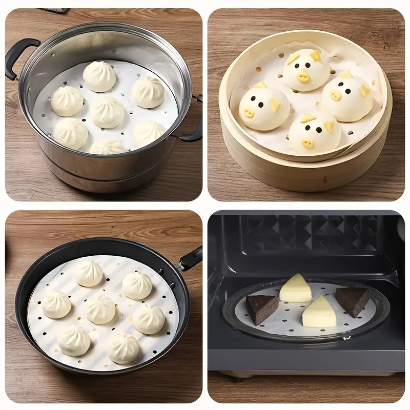 100 Шт. Круглая Антимасляная Бумага Для Фритюрницы Xiaolongbao Булочки На Пару Парафит