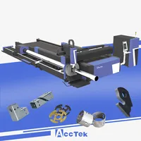 AKJ1530FCR automatic feeder dual table fiber laser cutting machine for metal sheet and rotary pipe tube
