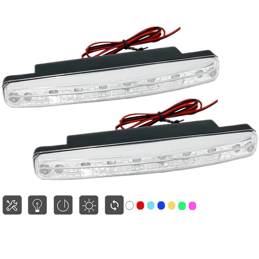 

Car DRL Fog Lamp Running Light Daylight Lamp 12V 2.64W 2x 6000K-7000K 8 LED Super Bright Waterproof For Trucks