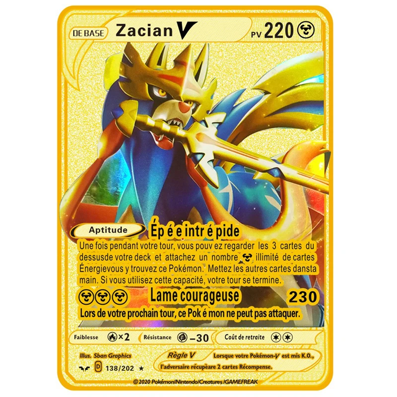 Покемон игрушки меч и щит игры карты английский VMAX GX MEGA золотая металлическая