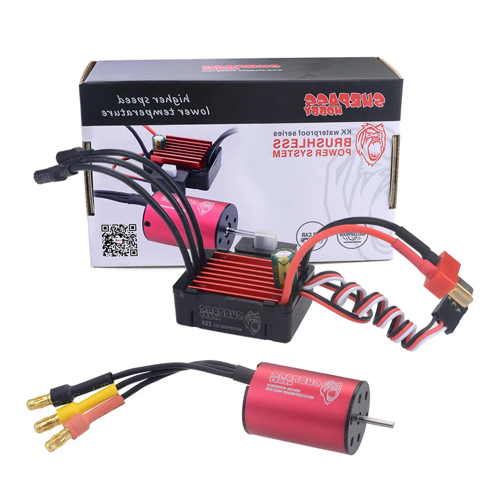 

Surpass Hobby Brushless Speed Controller 25A ESC+2030 4500kv Motor Waterproof For 1/18 & 1/20 RC Car