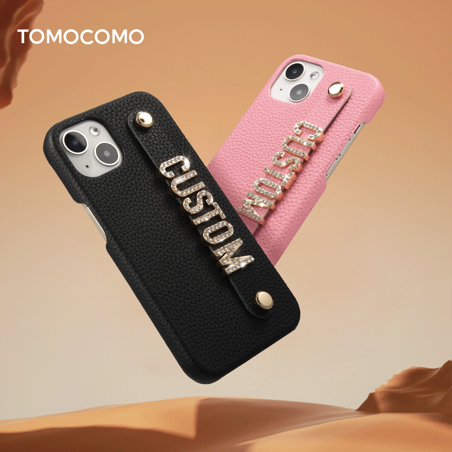 

Чехол Tomocomo из натуральной кожи с металлическими буквами для IPhone 14 14Promax 13 12 Mini 11