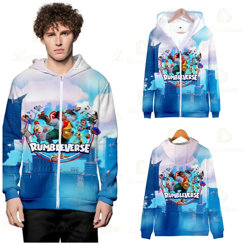 

Autumn Hot Game Rumbleverse Zip Up Hoodies Sweatshirts Men Women Hoodie 3D Print Suitable Boys Girls Kids Jacket Coat