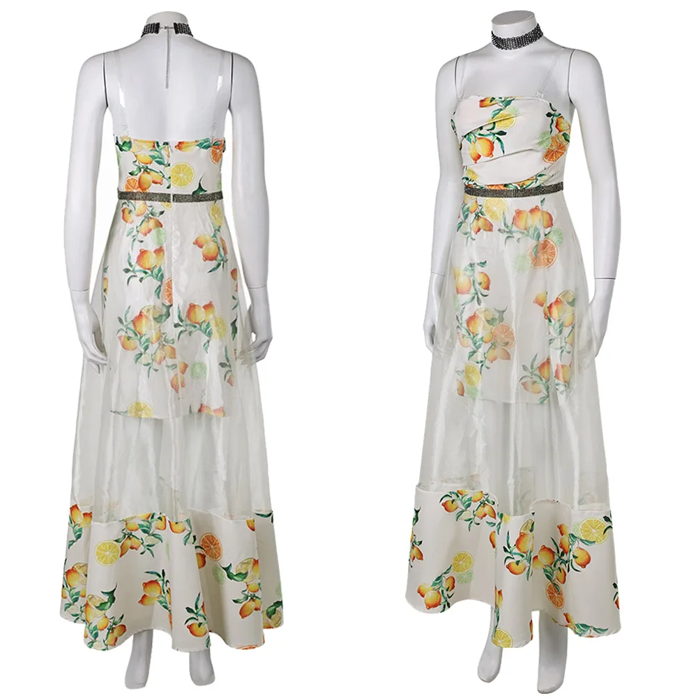 Платье с принтом Aerith Citrus парик аниме-игра Final косплей Fantasy VII наряды для ролевых