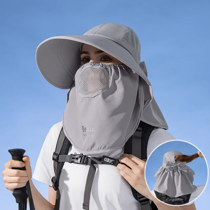 

Summer Outdoor Sunscreen Fisherman Hat for Men Women Wide Brim with Mask Shawl Sun Hat Women's Mountaineering Sun Bucket Hat