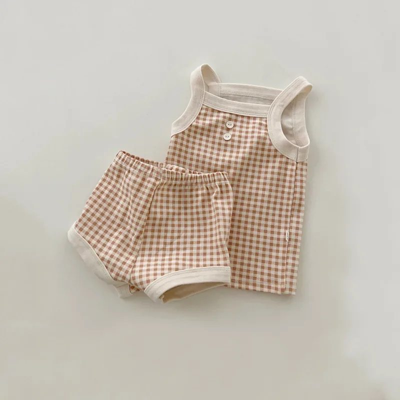 

2023 Summer Suspender Vest + Shorts 2-piece Suit Baby Sleeveless Shorts Soft Clothes Baby Beautiful Children's Suit Set Newborn