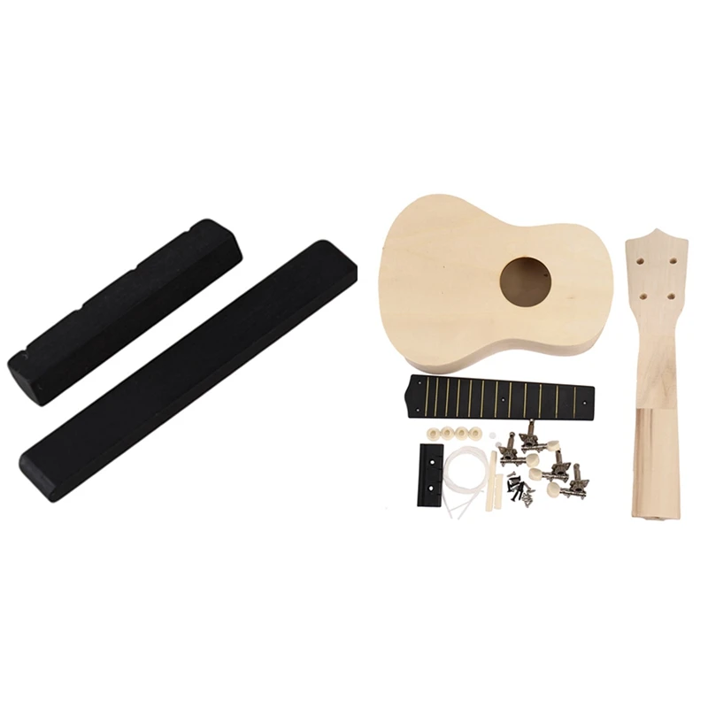 

1 Set 4 String Ukulele Guitar Nut And Saddle & 1 Set 21Inch White Wooden Ukulele Soprano Hawaiian Guitar Uke Kit