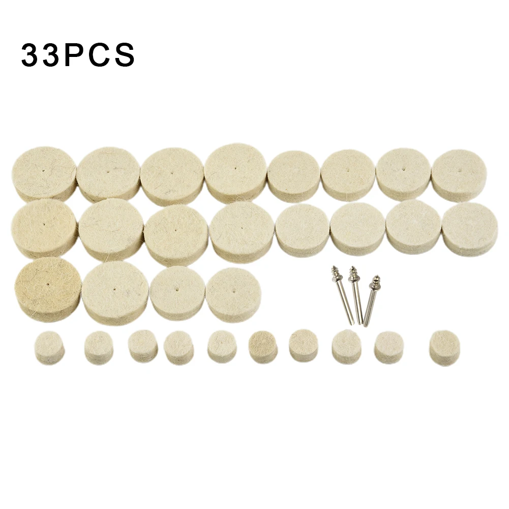 

33pcs Buffing Wheel Kit Include Polishing Wheel Wool Felt Connecting Rod Rotary Tool Accessories For Cleaning Polishing