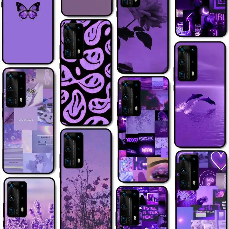 

Purple Aesthetic Phone Case For Huawei P50 P40 E P30 P20 Pro P10 Lite P Smart Y6 Nova3E Honor10 Cover