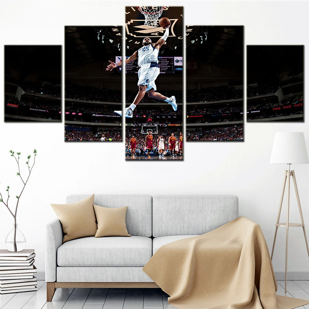 

Canvas Painting HD Print Wall Art Frame Modular Picture For Interior 5 Pieces Famous Basketball Superstar Iverson Modern Poster