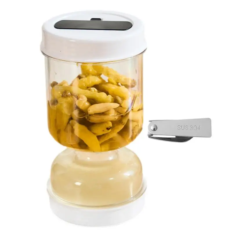 

Pickle Hourglass Jar Hourglass Jar With Strainer Pickle Container Easy Kimchi Wet Dry Separation Leak-proof Lid Canned Olive