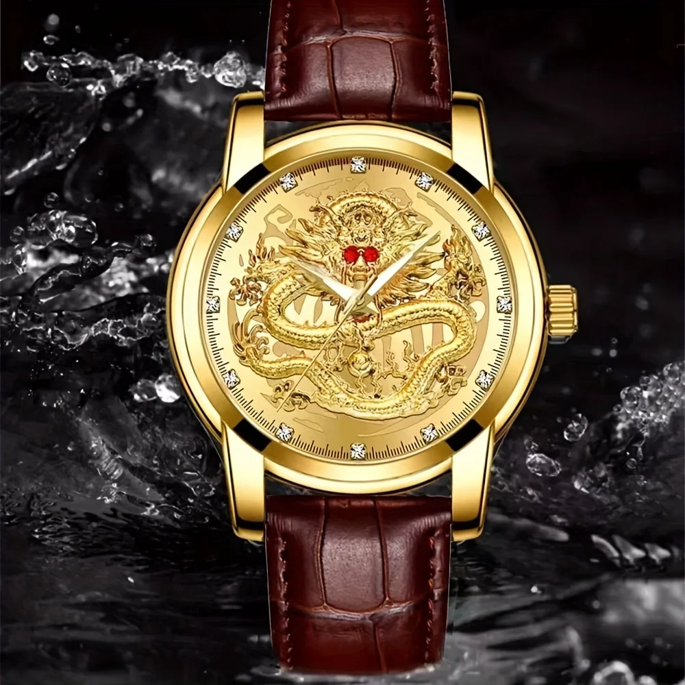 Элегантные Ретро Китайские Драконы Высококачественный Дизайн Мужские Кварцевые