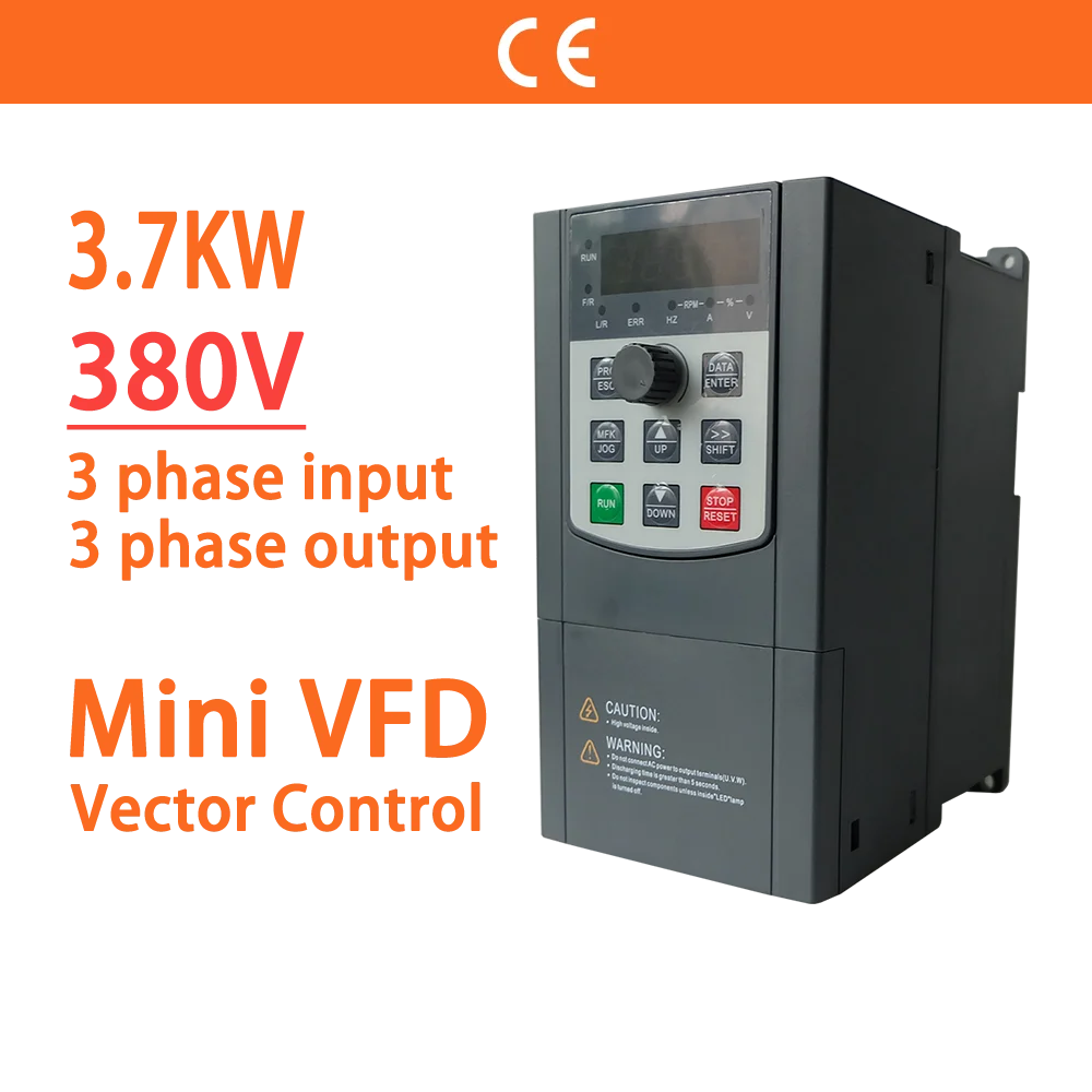 

3.7/4KW 380V 3 Phase 5HP Vector Control VFD Economical Variable Frequency Drive Converter for Motor Speed Small Inverter Quality