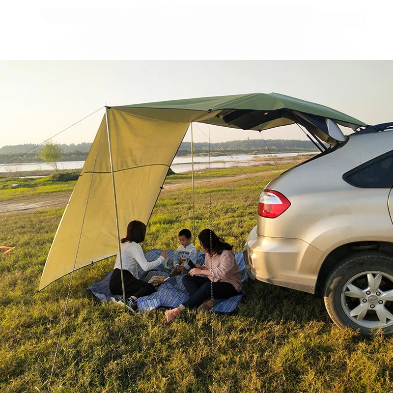 

Hot Car Shelter Shade Camping Side Car Roof Top Tent Awning Waterproof UV Portable Camping Tent Automobile Rooftop Rain Canopy