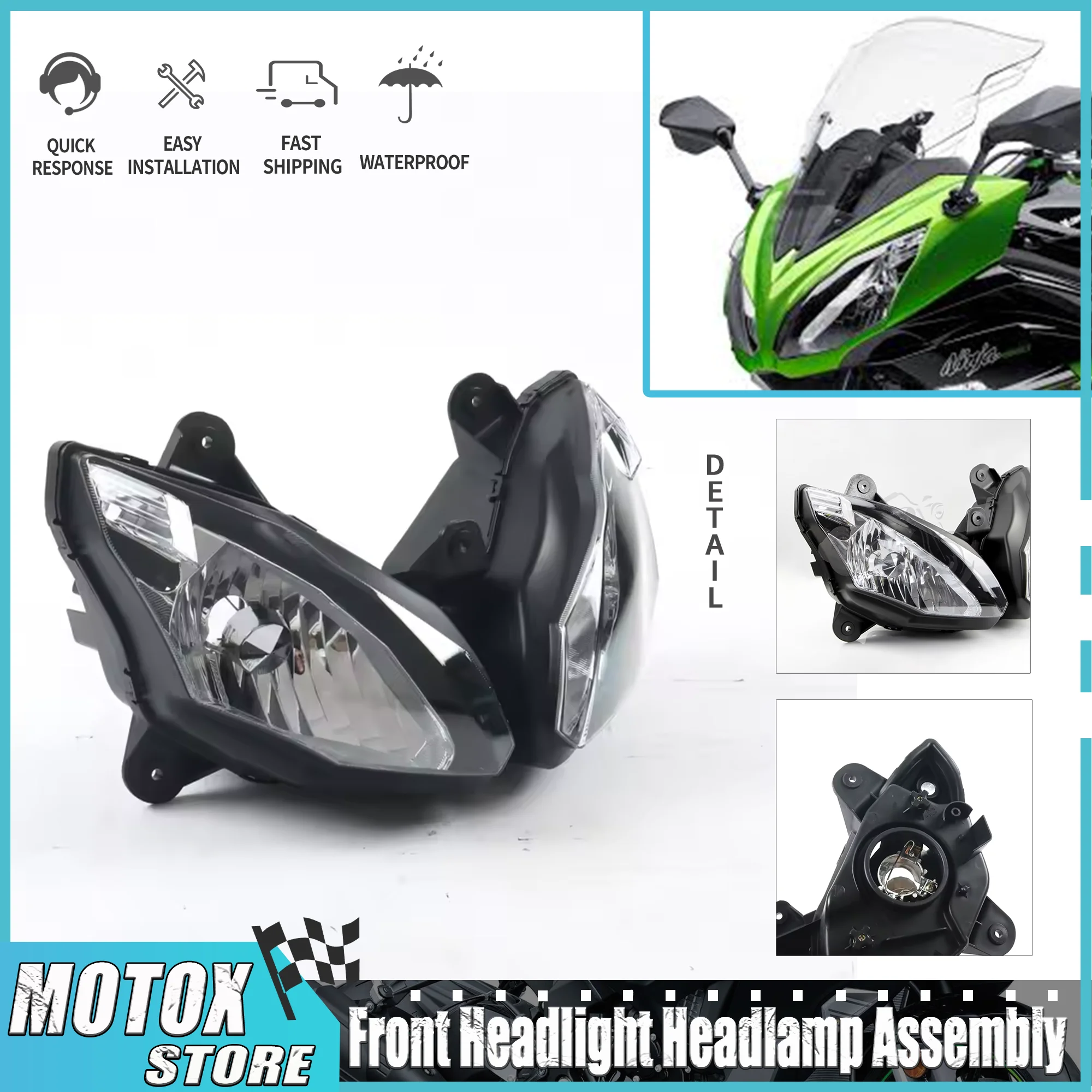 

Подходит для Kawasaki 2012-2016 NINJA 650 ER6F EX650 NINJA650 ER-6F 2013 2014 2015 передняя фара мотоцикла в сборе