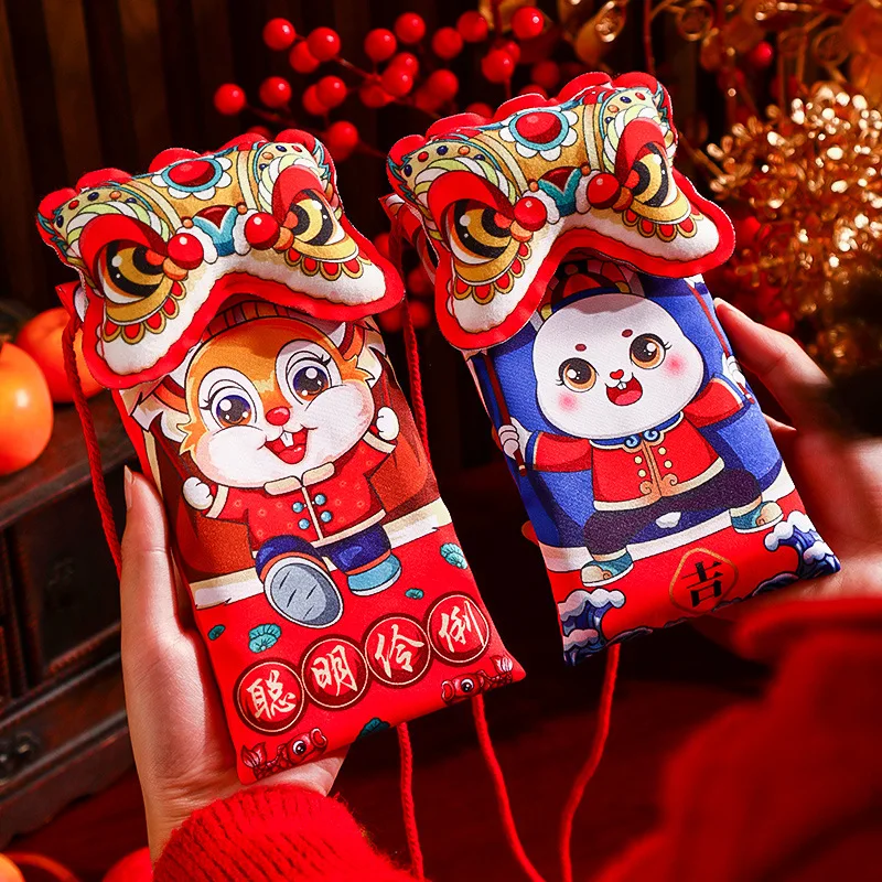 

Kawaii Rabbit 2023 Chinese New Year Decorations Purse Bunny Coin Purse Chinese Red Envelope Red Pocket Hongbao Kids Gift Bags