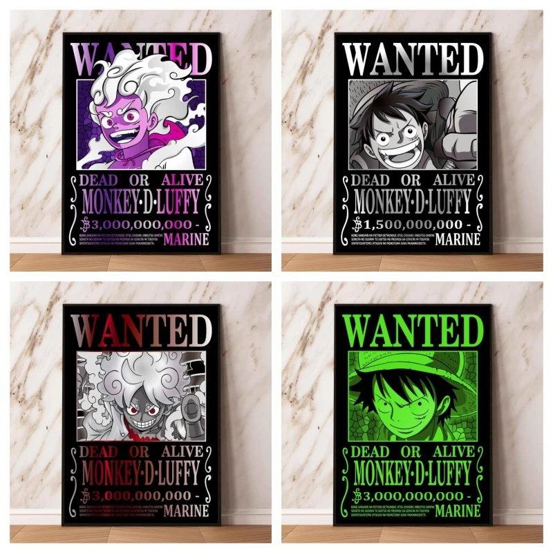 

Canvas Japanese Anime One Piece Bounty Wanted Luffy Modern Home Children Gifts Cartoon Character Picture Aesthetic Poster