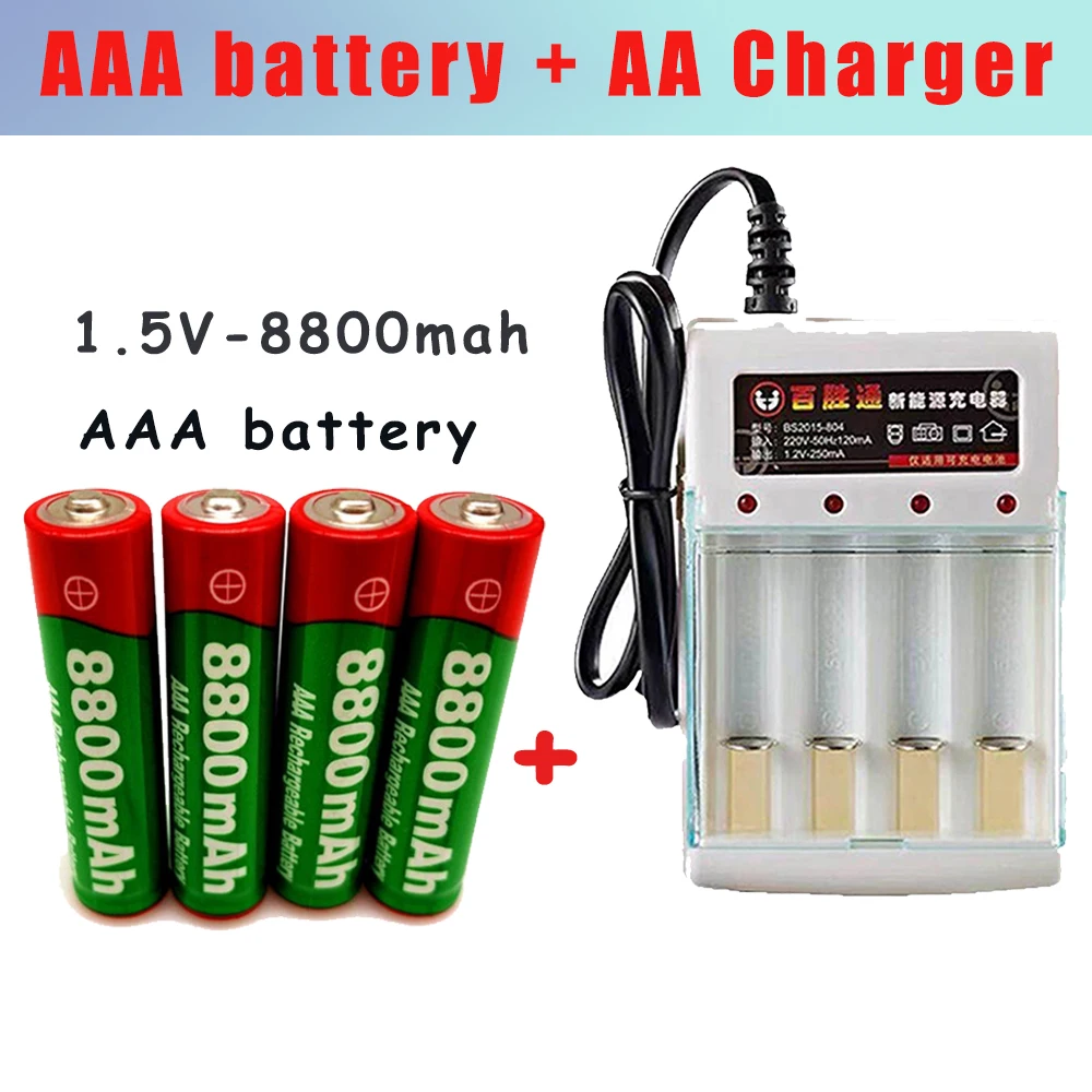

Dolidada New AAA battery 1.5V 8800mAh Rechargeable Batteries For Remote Control Toy Light With 1pcs 4-cell Battery 2A Charger