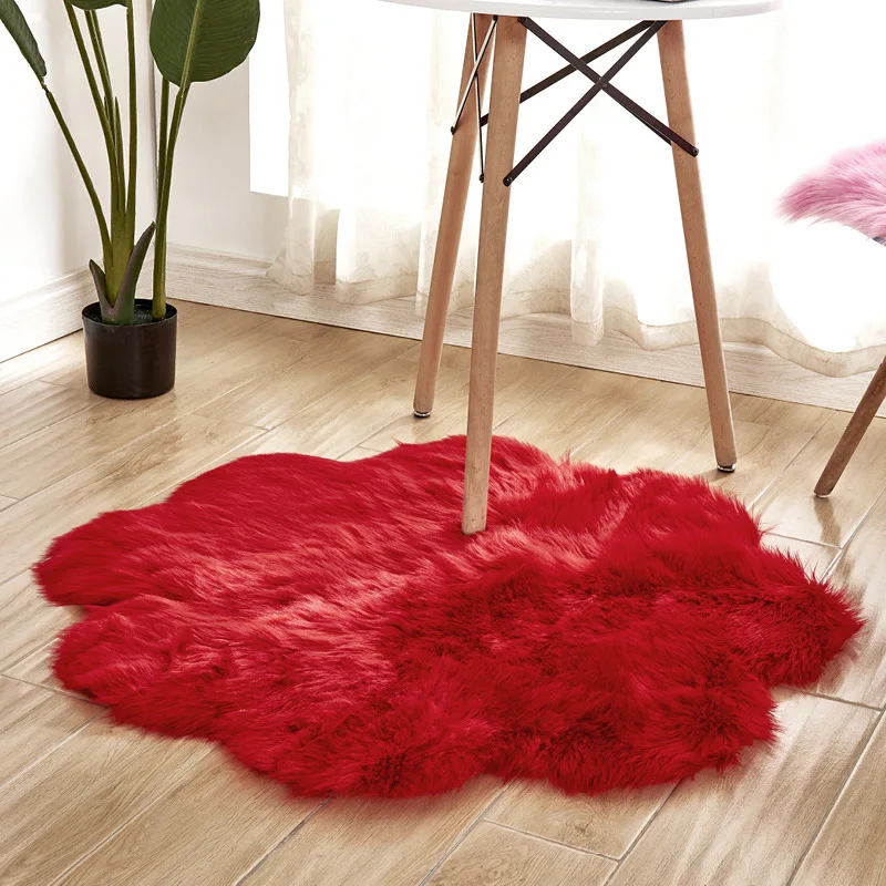 

Rugs for Bedroom Plush Sheepskin Carpet Long Hair Bedside Mat Floor Hairy White Rugs Red Living Room Fur Kids Carpets Comfort