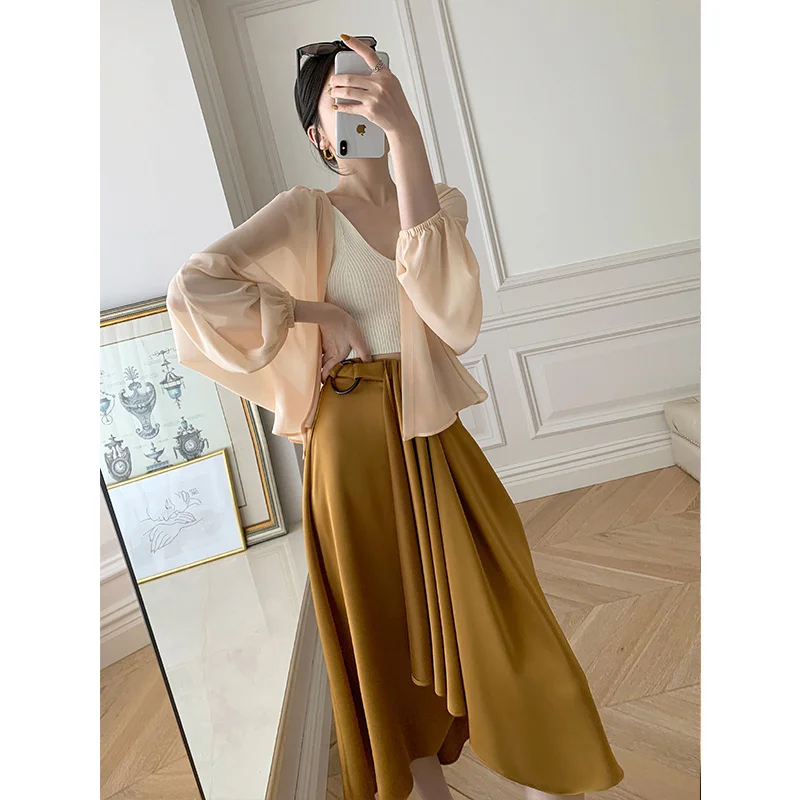 

slim and versatile high-waisted, skirt, fashionable and irregular, romantic and elegant gypsy girl skirt