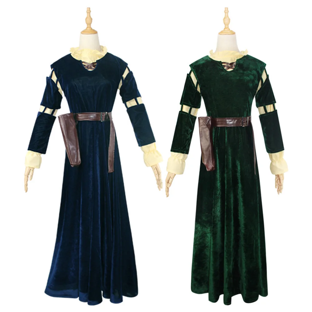 

2023 Brave Merida Princess Cosplay Costumes Women Long Dress Outfits Halloween Carnival Suit