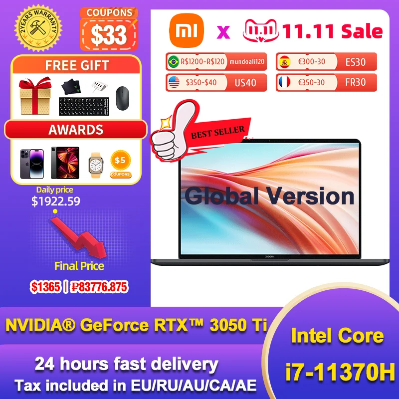 

Newest Xiaomi Mi Laptop Pro X 15 i7-11370H/i5-11300H 32GB/16GB RAM 1TB/512GB ROM RTX 3050 Ti 3.5K E4 OLED Computer Notebook PC