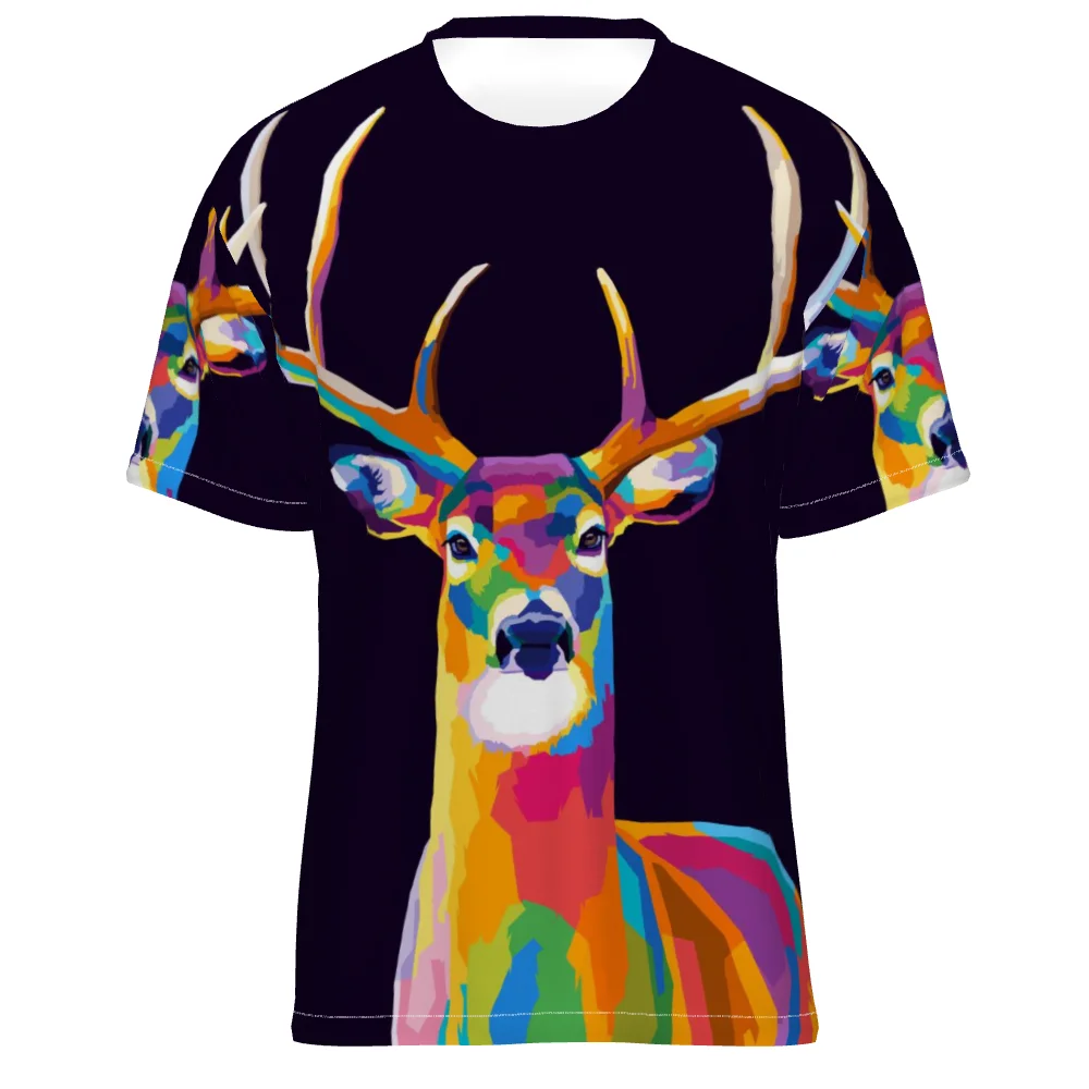 

3D T-shirt for Men Fashion Hip Hop Elk o Neck Short sleeve top Abstract Harajuku Men's T-shirt Oversized T-shirt shirt men's clo