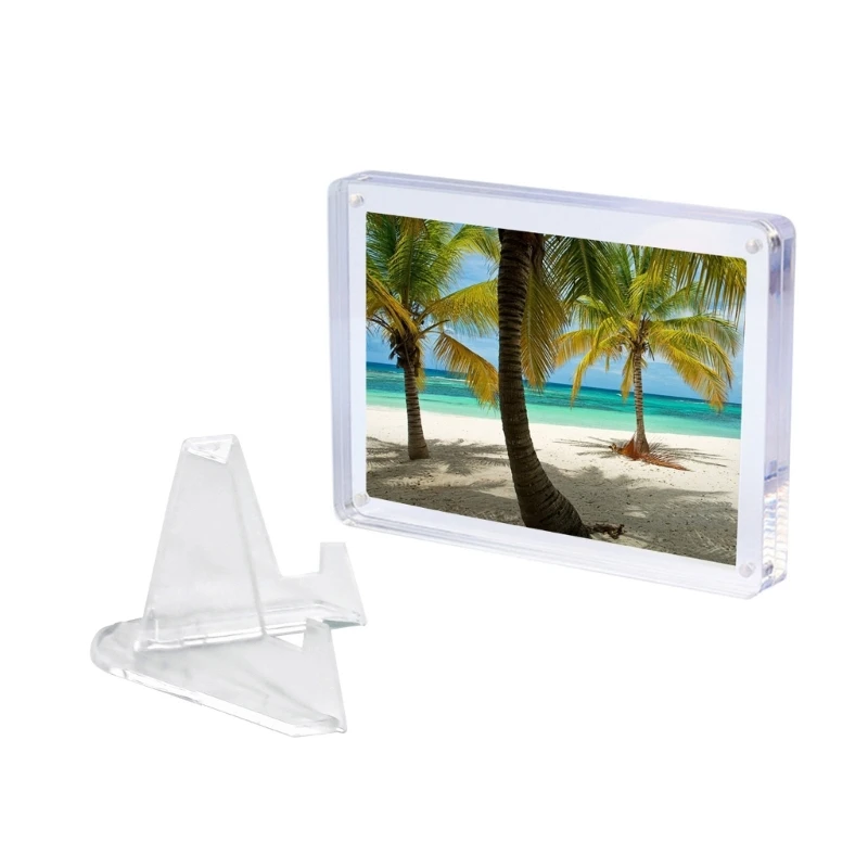 

Photo Frame/Easel Transparent Photo Block Display Stand Desktop Decor