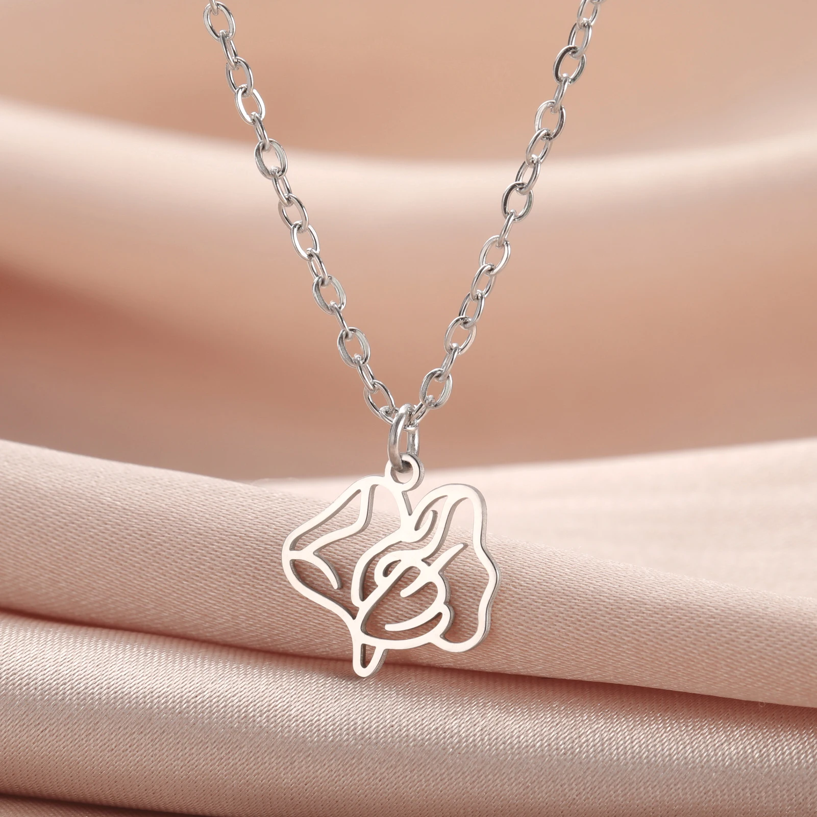 Месяц рождения Цветы Ожерелье Женщины Девушки Нержавеющей Стали Ювелирные