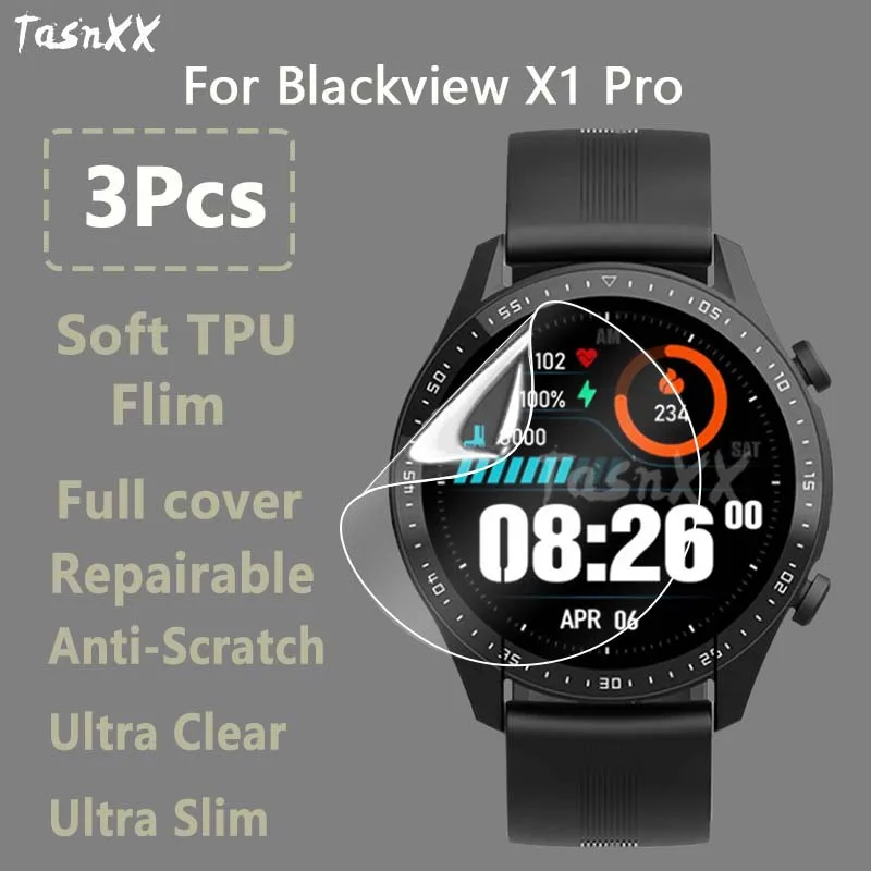 

3Pcs For Blackview X1 Pro Smart Watch Ultra Clear Ultra Slim Soft Hydrogel Repairable Film Screen Protector -Not Tempered Glass
