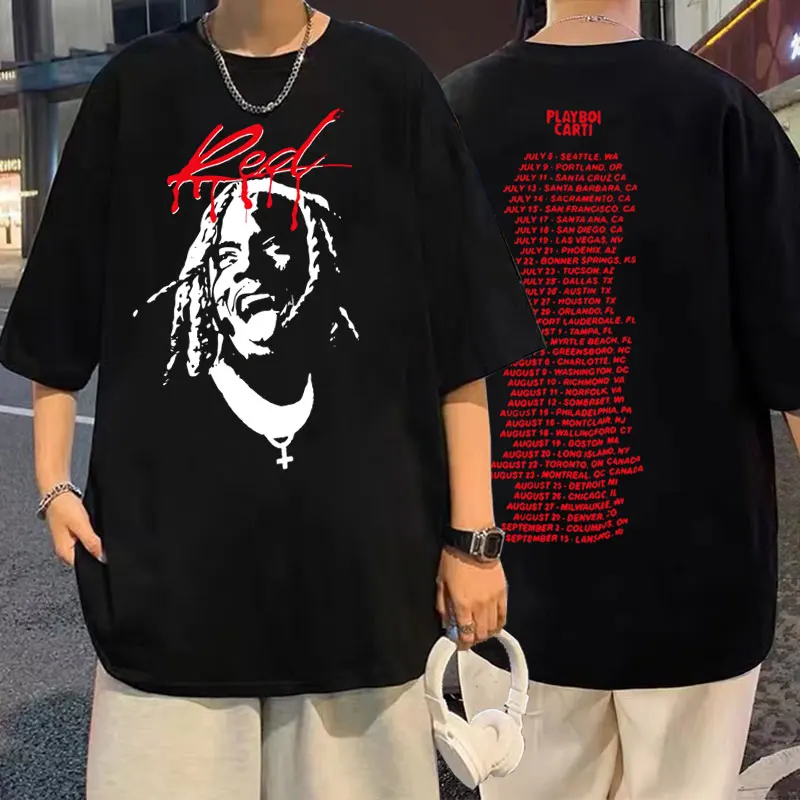 

Heavyweight Playboi Carti Men Women Fashion Vintage Hip Hop T-shirt Music Album Whole Lotta Red Print Tshirt Male Casual T Shirt