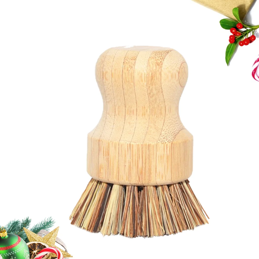 

Bamboo Kitchen Dish Cleaning Brush for Pans and Woks with Palm Scrubbing Handle Mini Size for Precision Scrubbing