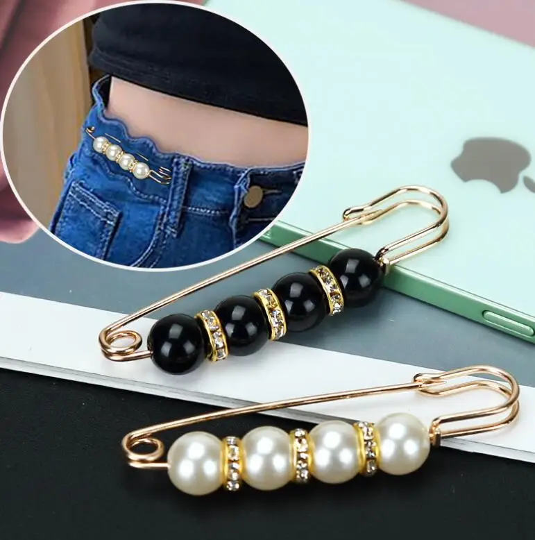 

New white pearl anti slip buckle brooch, waist skirt, tightening and fixing pins, elegant women's fashion brooch accessories