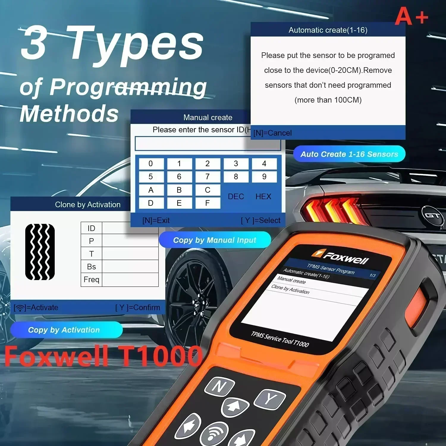 Лучший инструмент Foxwell T1000 TPMS Датчики Программирование Активация Проверка RF Key FOB