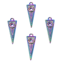 10pcs alloy triangular awl charms pendant accessory rainbow color for jewelry making necklace earring metal bulk wholesale