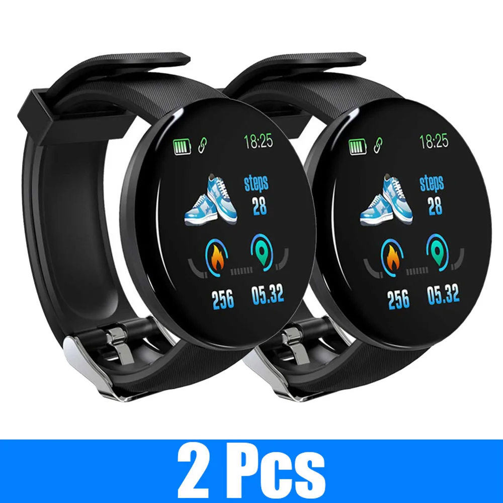 

2Pcs D18 smartwatch Bluetooth digital watch men women Sports fitness tracker pedometer D18S smartwatch For Xiaomi iOS pk D20 D13
