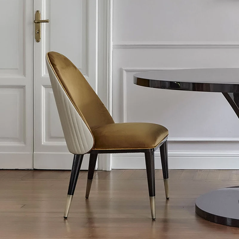 

Nordic Leather Dining Chairs Metal Black Metal Legs Dining Chairs Comfortable Soft Minimalist Kitchen Cadeira Home Furniture