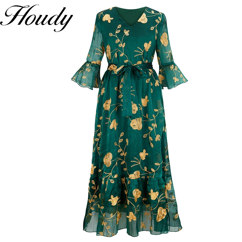 

Ramadan Eid Mubarak Green Abaya Dubai Turkey Islam Muslim Arabic Long Dress Kaftans African Dresses For Women Robe Femme Longue