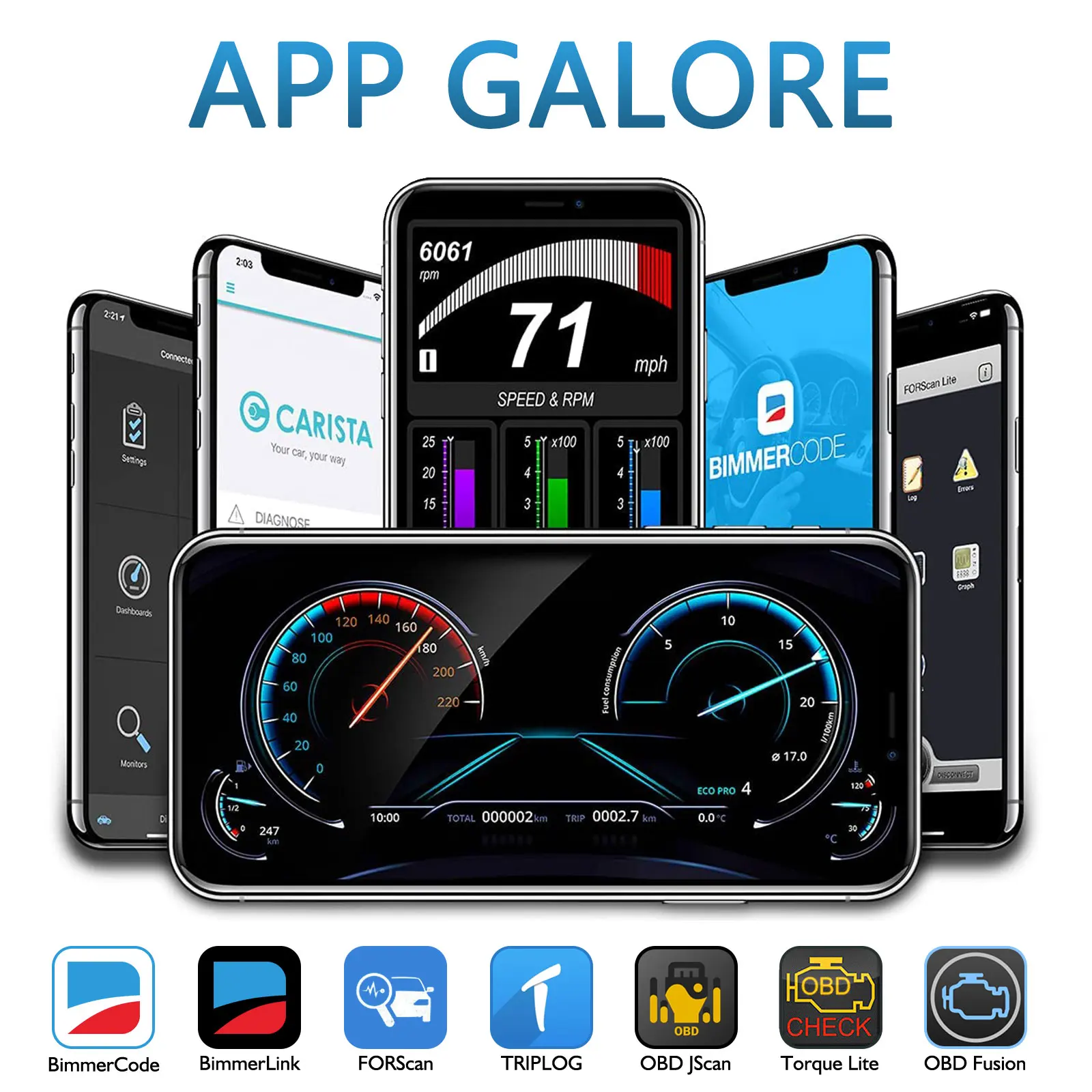 Vgate iCar Pro 2S ELM327 Bluetooth 5.3 V2.3 Автомобильный сканер OBD II Модернизированный