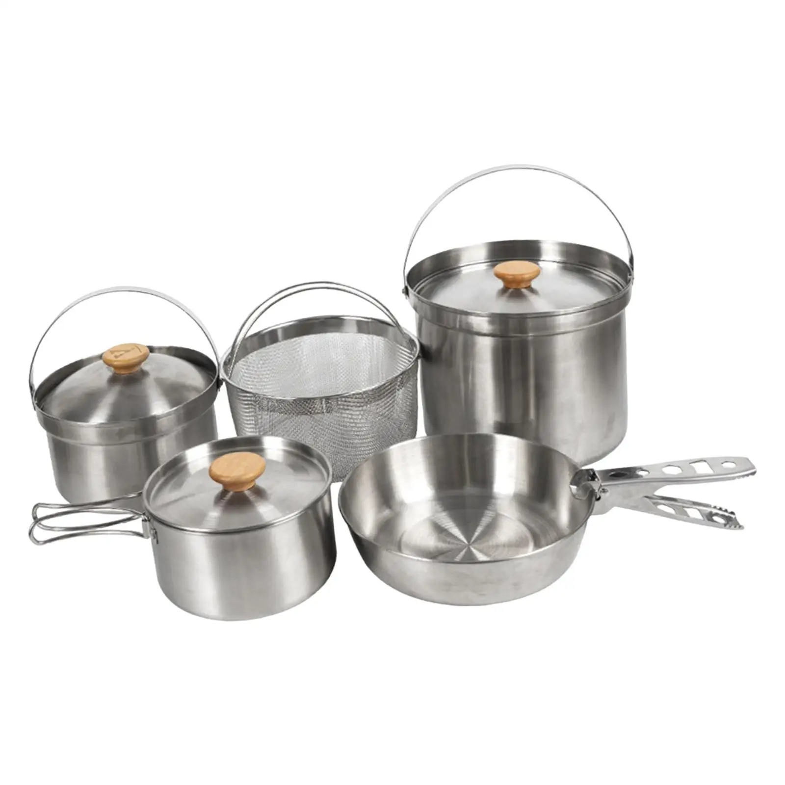 

5x Portable Cooking Pot Kit Camping Pan Accessories Tableware Cookware for Hiking