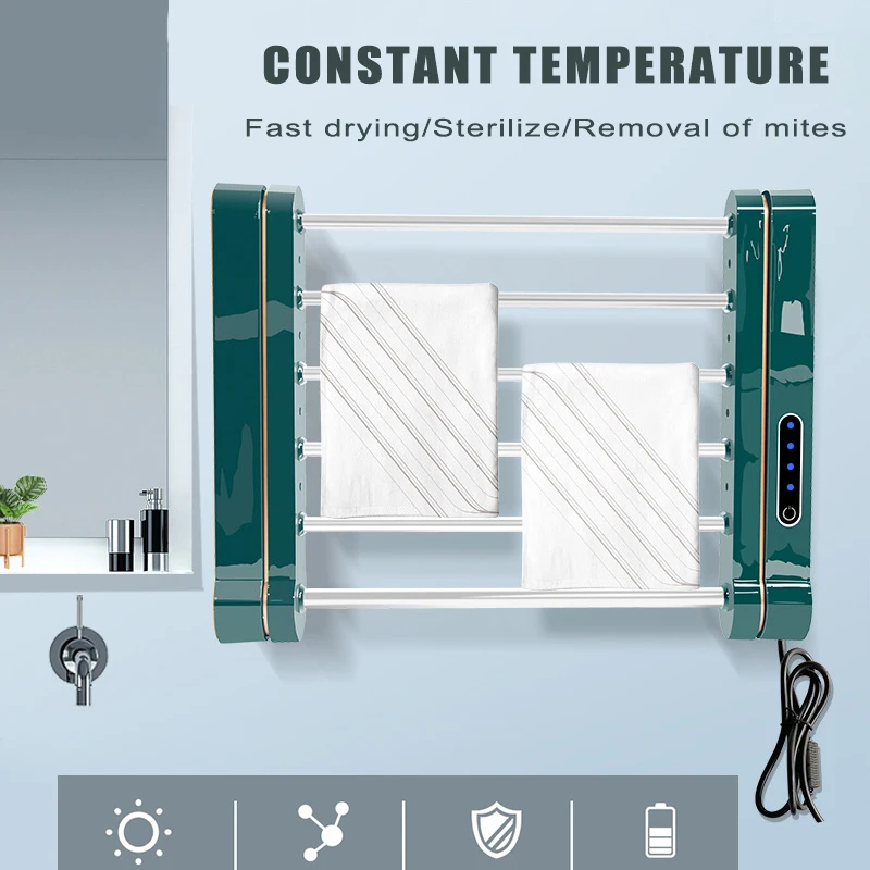 Rack Intelligent Thermostatic Household Towels Dryer No Punching Time Control Warmer With Uv