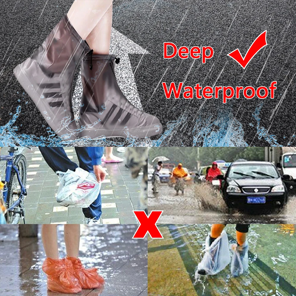 Men Women's Reusable Rain Boot Cover Non-slip Wear-resistant Thick Waterproof Shoe with Layer | Дом и сад