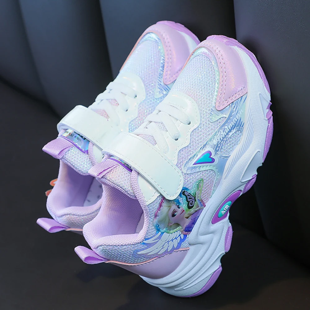 Весенние новые детские повседневные кроссовки Disney для девочек дышащие с принтом