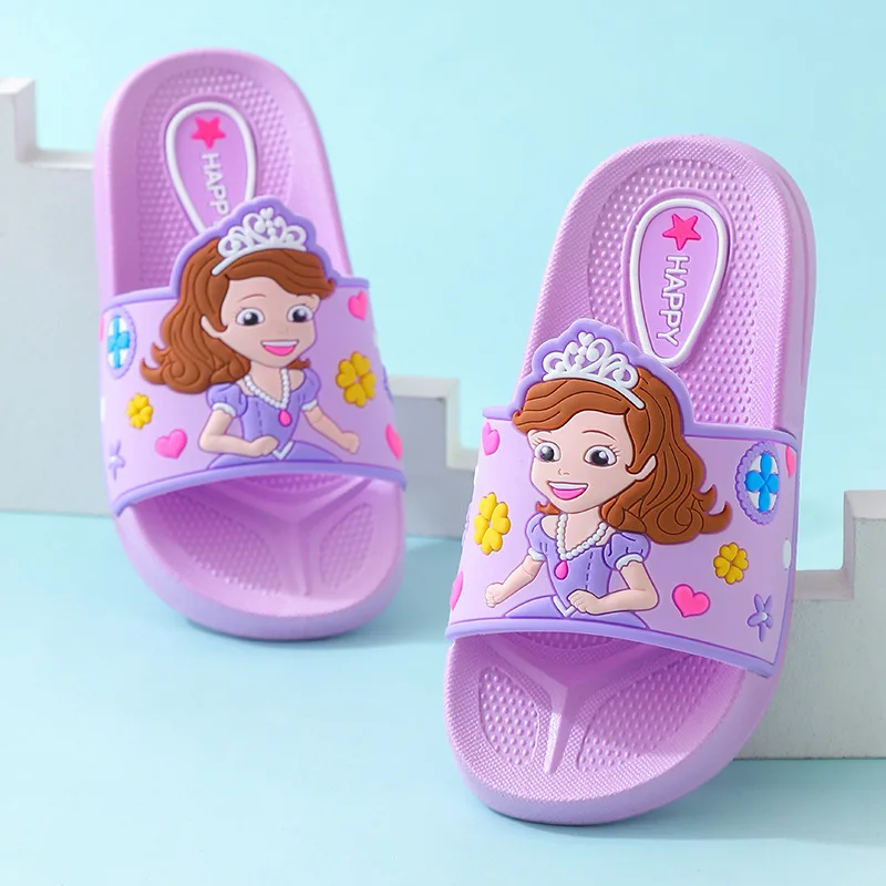 

Disney new children slippers summer girls Korean cute cartoon Sophia indoor home non-slip soft bottom baby sandals and slippers