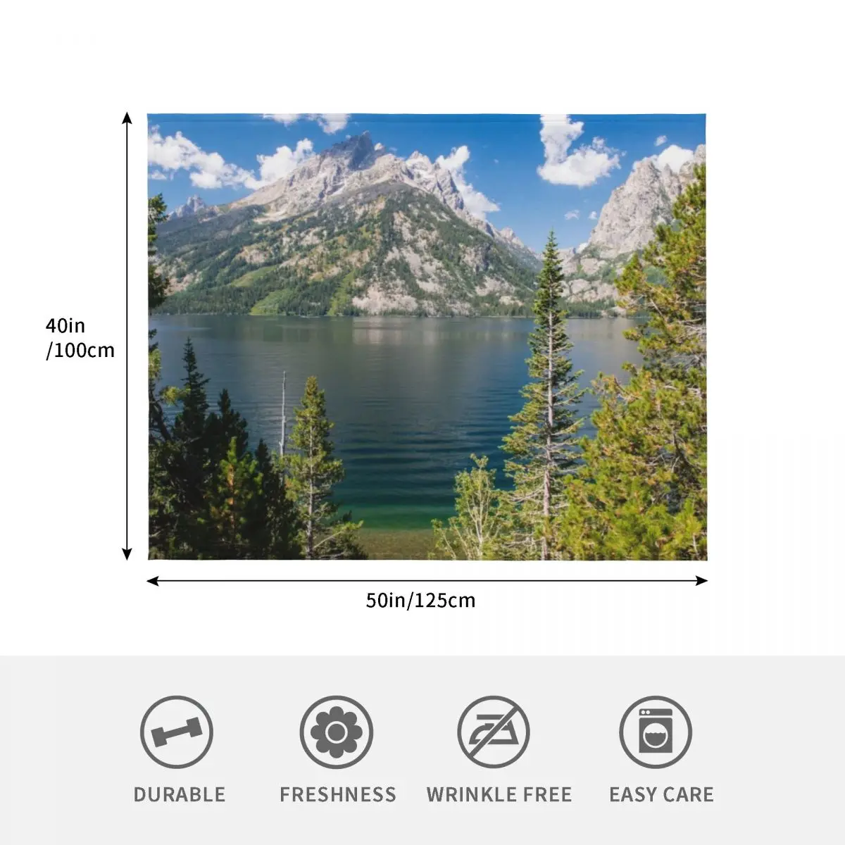 Фото Плед Jenny Lake, Национальный парк Гранд-Тетон, Вайоминг, пушистый плюшевый плед для дивана и кресла №4
