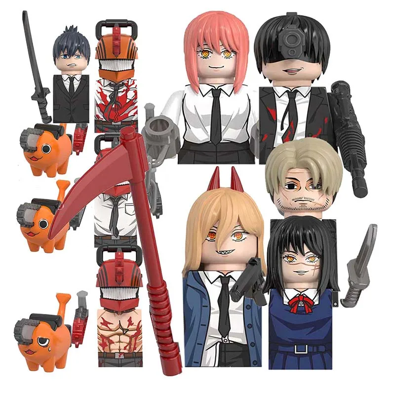 

New WM6159 Chainsaw Man WM Anime Denji Pochita Power Electric Times Beam Tolka Angel Building Blocks Mini-Figures Kids Toys