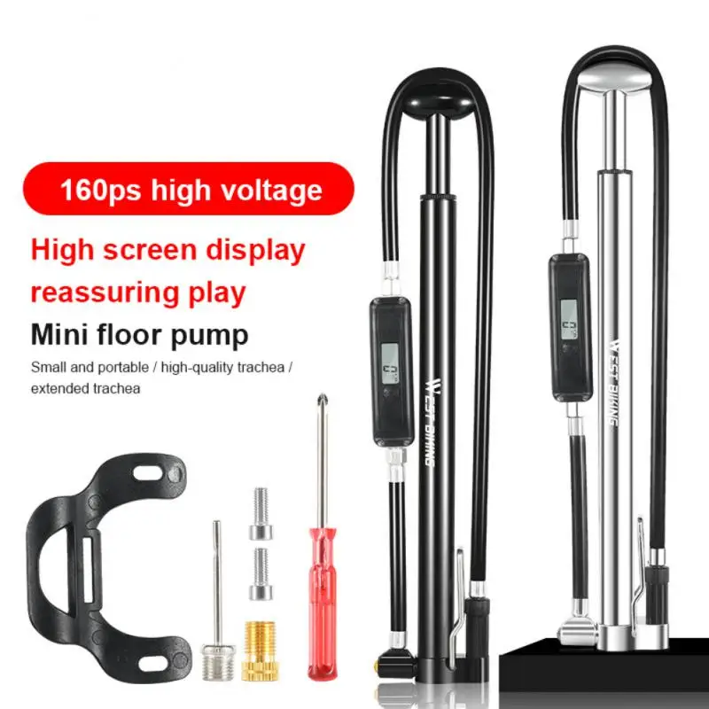 

Tire Pump Aluminium Barrel Air Pump Bicycle Display Barometer High Pressure Electronic Digital Cycling Equipment Bike Pump Pump