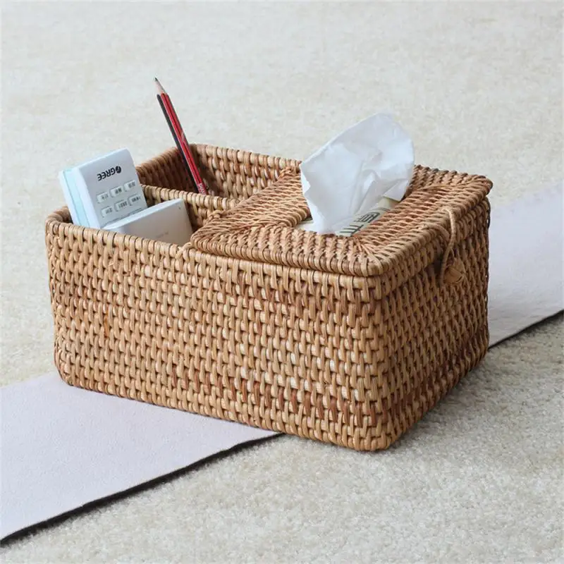 

Simple Tissue Box Drawer Storage Box Modern Dining Paper Tube Restaurant Supplies Rattan Tissue Box Holder Theme Hotel