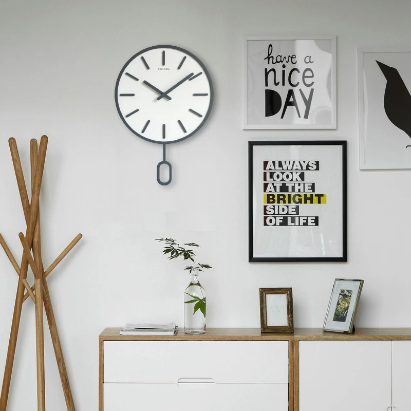 

Quartz Wood Pendulum Wall Clock Living Room Nordic Modern Design Silent Wall Watch Bedroom Minimalist Stylish Klok Home Decor