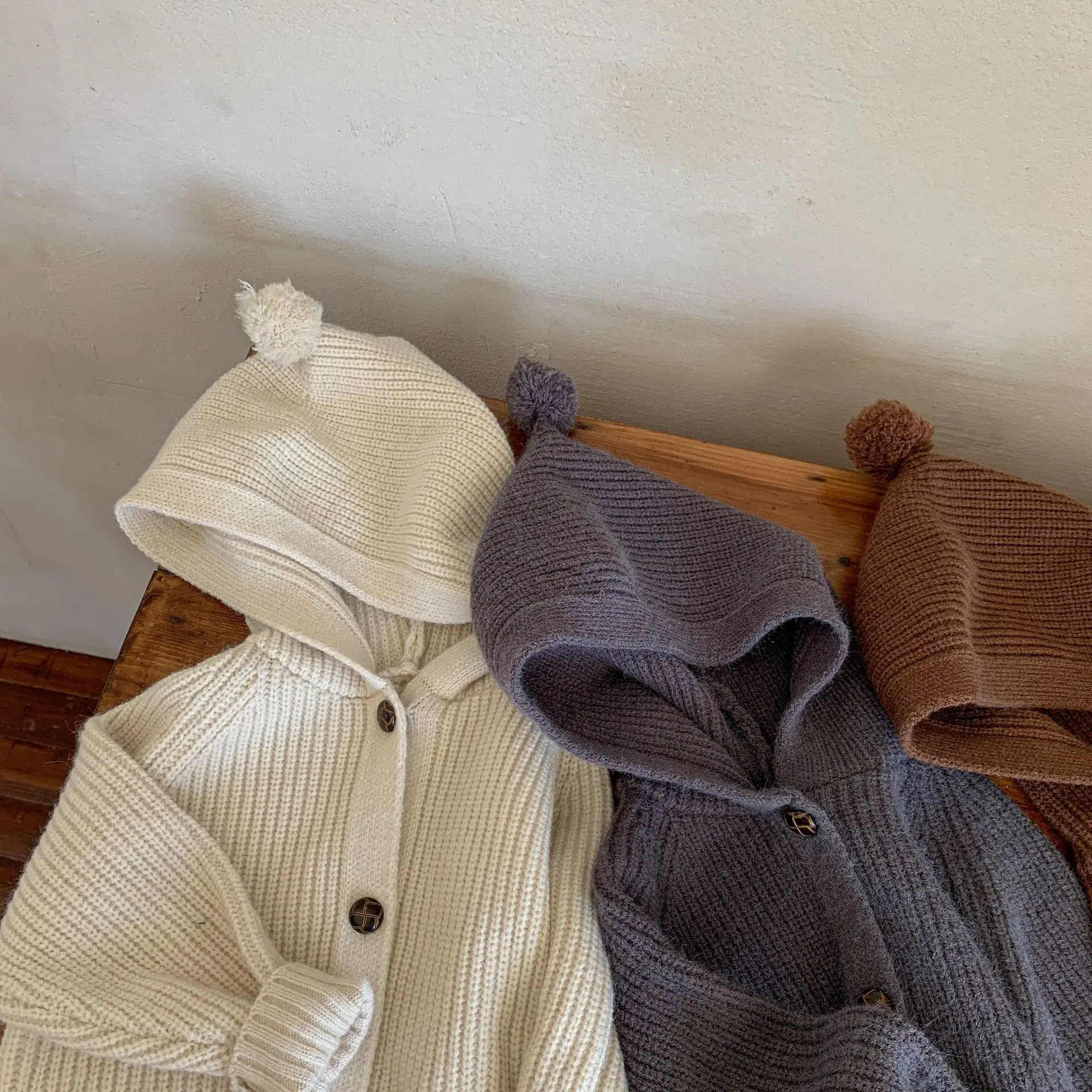 

Baby Girls Clothing Autumn Winter New Korean Style Sweaters Children's Cute Hooded Sweater Jakcet Cardigan Coat Knitted Outwear